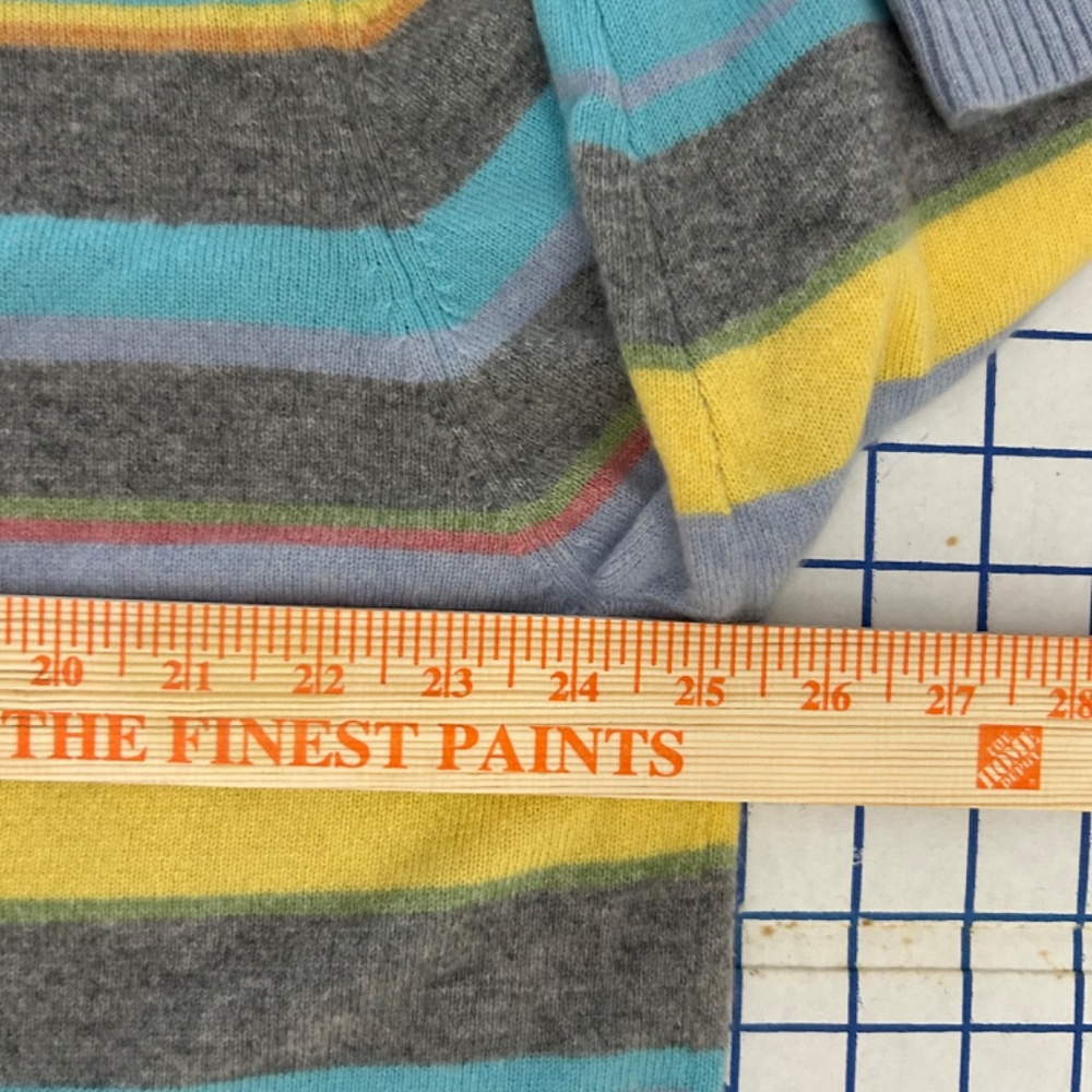 Grant Thomas 100% Two-Ply Cashmere Rainbow Cobain Striped XXL Sweater Dopamine - Picture 7 of 7